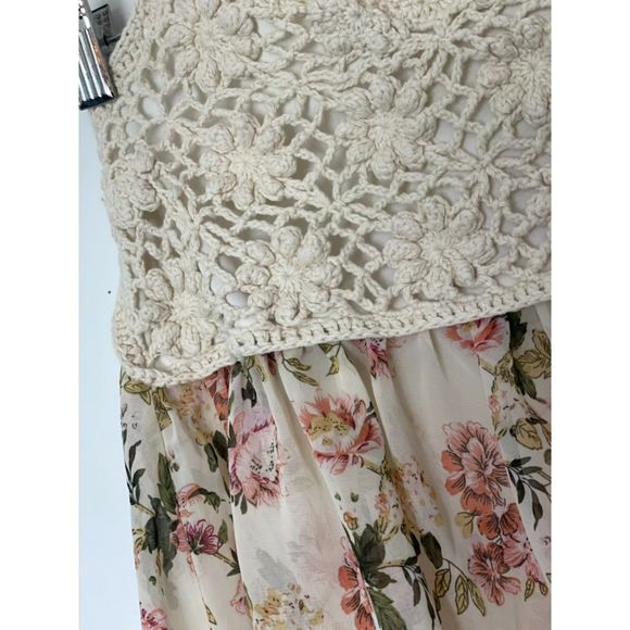 LA Hearts Crochet Floral boho neutral beachy Halter Top Size Small a56 - Picture 5 of 11